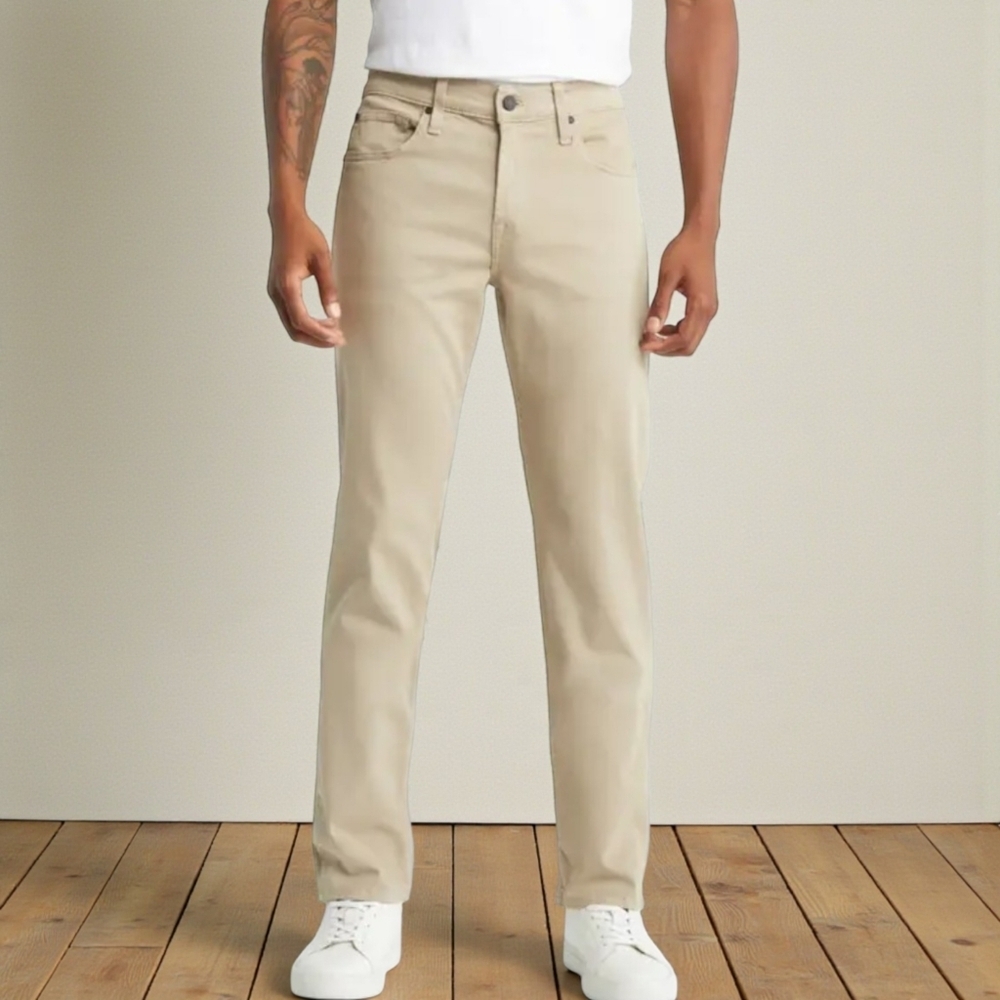 Paper Denim & Cloth Stretch Slim Classic 5 Pocket Style Pants Khaki Men's 34x32